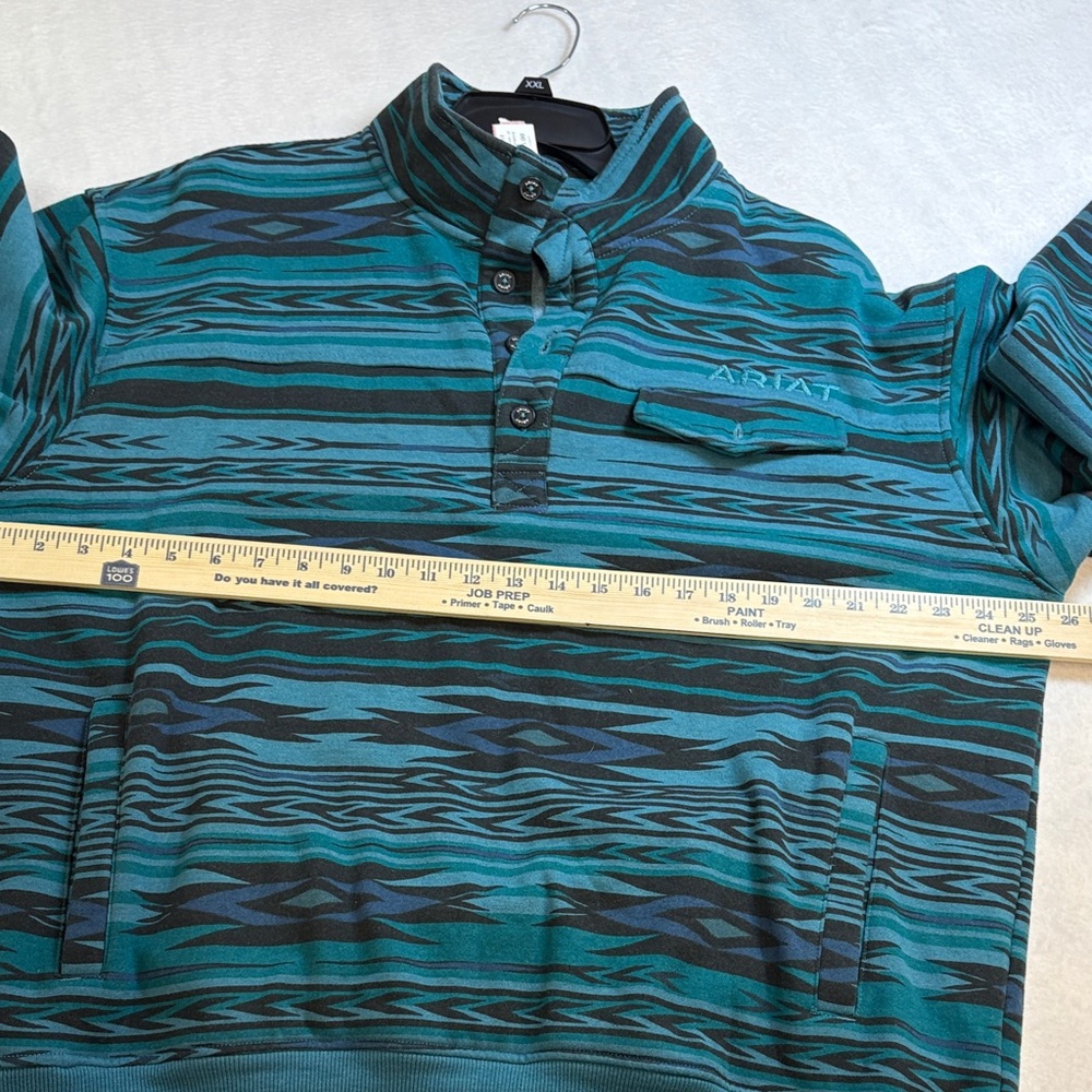 Ariat Teal and Black Patterned Pullover - image 7